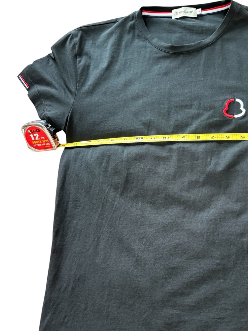 Moncler Black Logo Patch T-Shirt Women’s L | Made in Italy | Authentic Certilogo